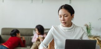 Photo by Ketut Subiyanto: https://www.pexels.com/photo/working-ethnic-mother-using-tablet-and-laptop-at-home-with-playing-kids-on-background-4474030/